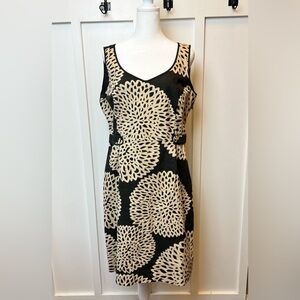 Boden Womens Sheath Dress Floral US 10 UK 14 Black Tan Sleeveless Knee Length